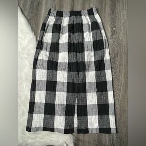 Mara Hoffman Denise Skirt Women's Large Black White Adler Plaid Organic Cotton